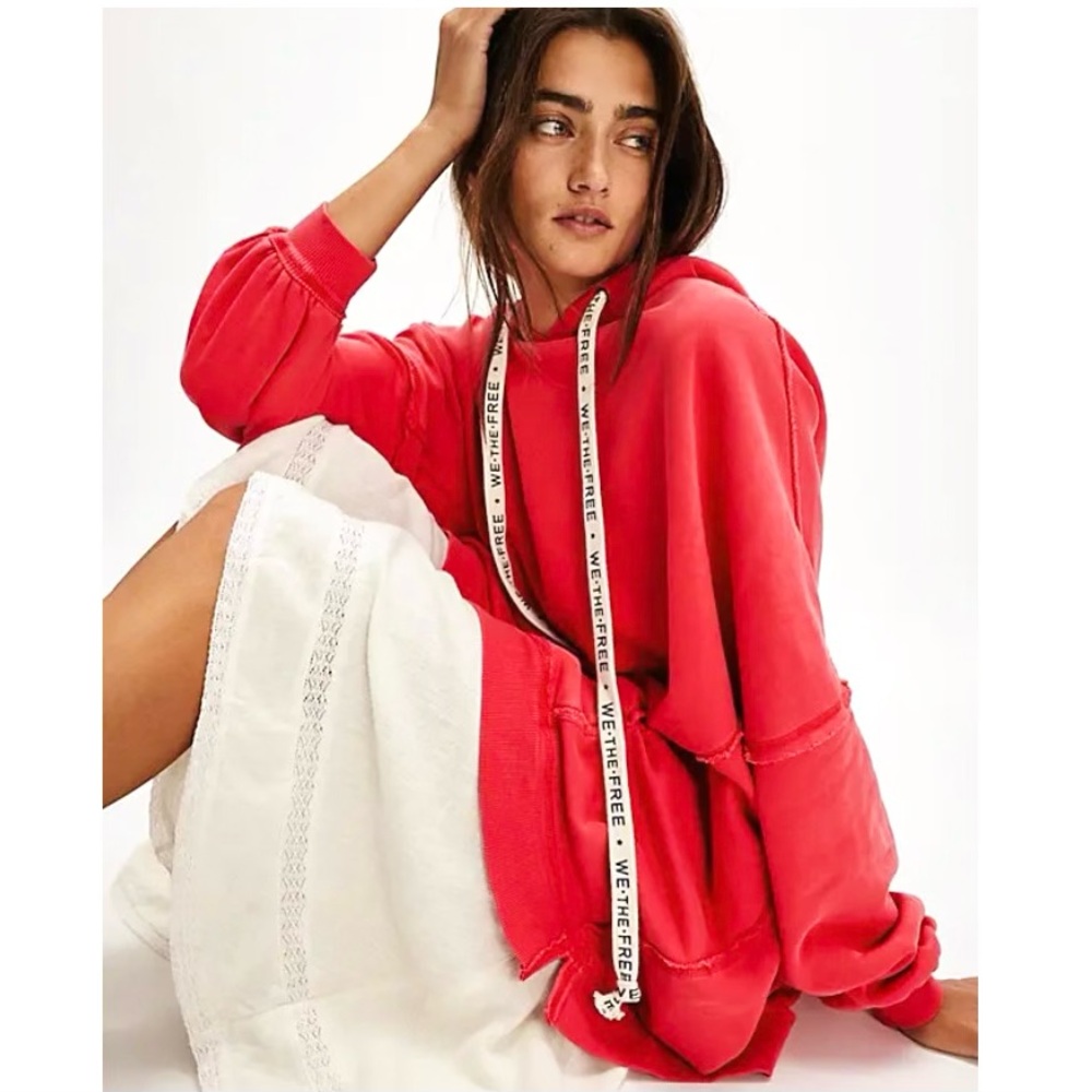 NWT Free People x We The Free "We" Hoodie in High Risk Red